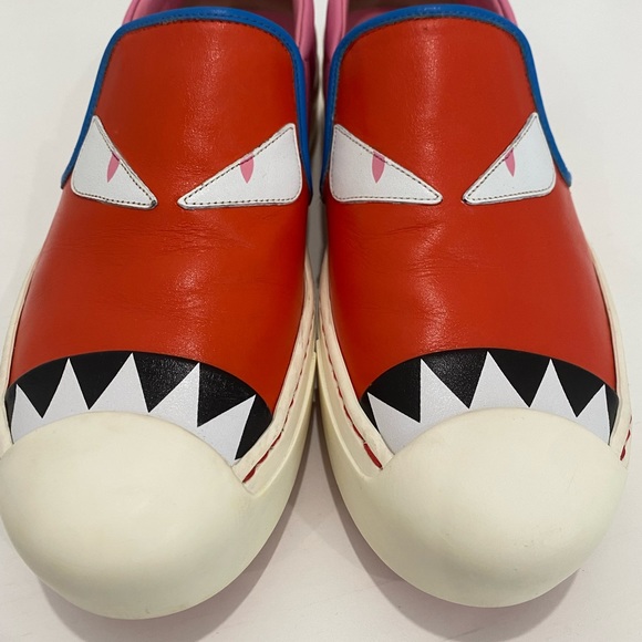 Fendi monster motif leather loafer sneakers - Picture 3 of 16